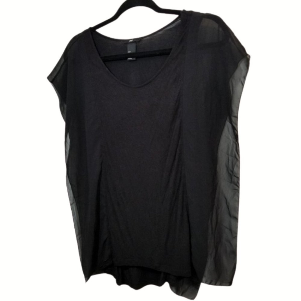 H&M Black Tank Top With Sheer Side Panels Size S